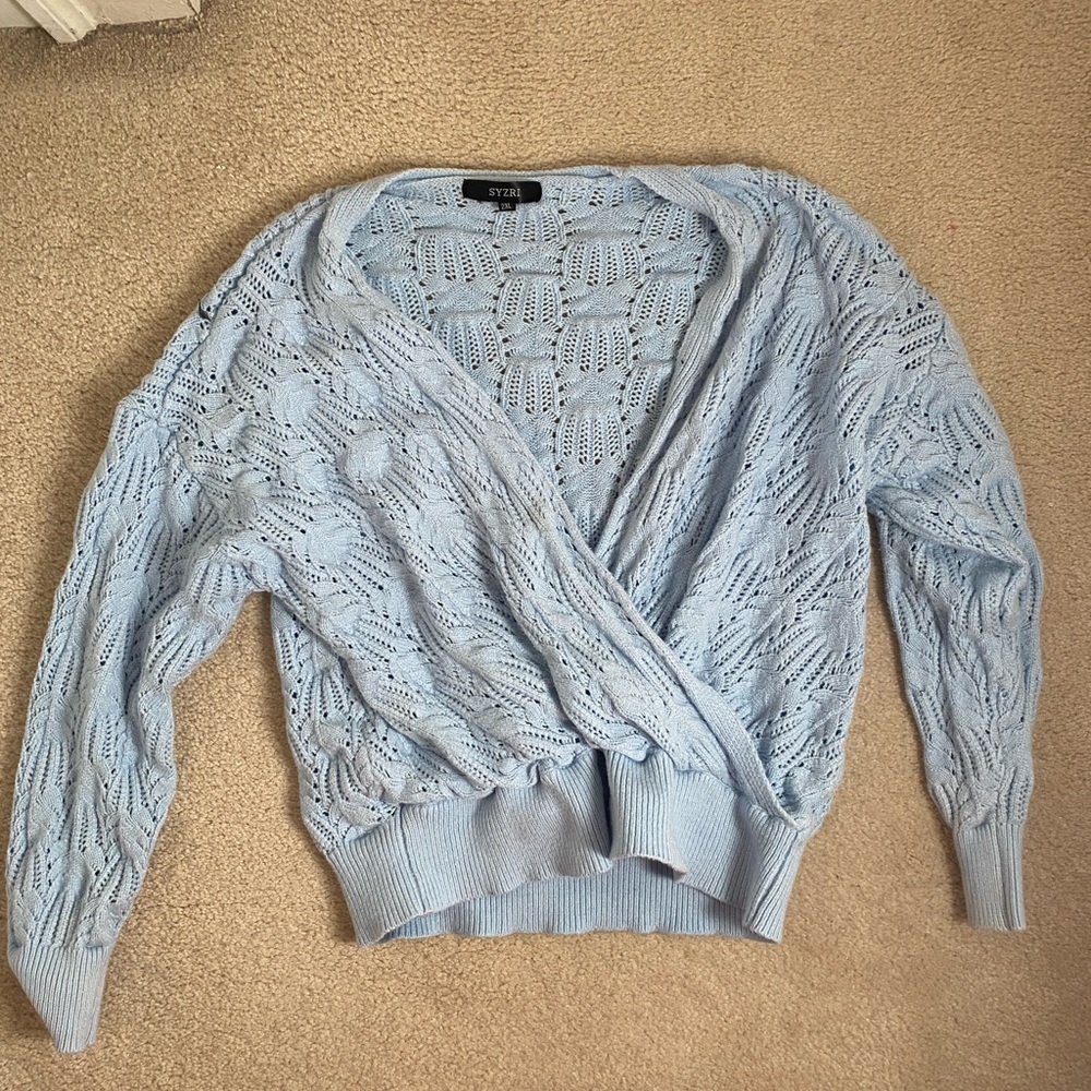 blue v-neck sweater